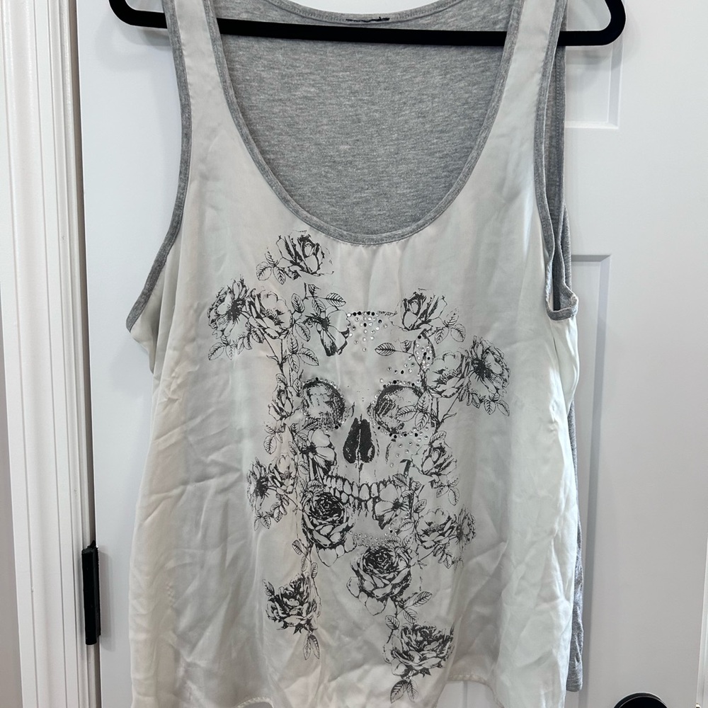 Torrid Gray and White Skull Print Women's Tank Top
